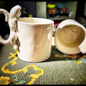 2 Vintage Fitz & Floyd cat pottery mugs 1977